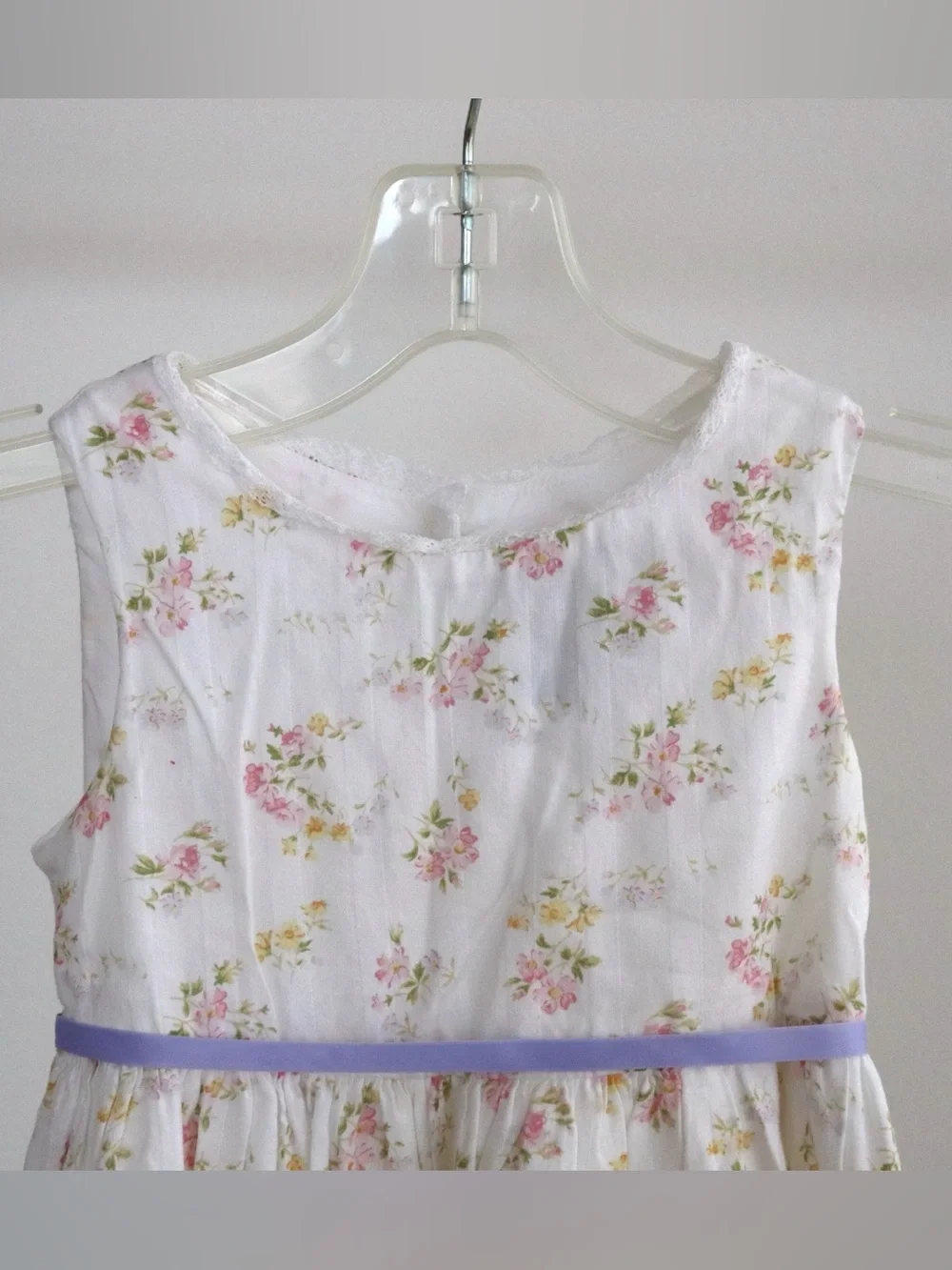 Ralph Lauren Vintage Toddler Dress White Sleeveless Pink Dainty Floral 3/3T